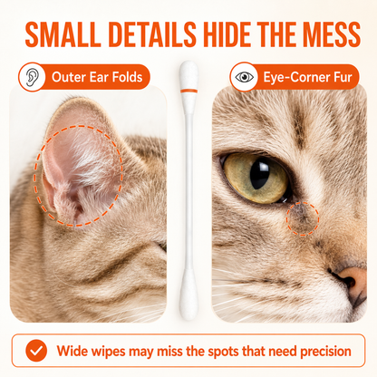 Pet Ear Cleaning Cotton Swabs – Earwax & Odor Remover for Cats & Dogs, Individually Wrapped, Break-to-Release Liquid, Dry/Wet Dual-Use, 100 Pack with Aloe, Witch Hazel & Chamomile Formula #SummerVibes #petlovers