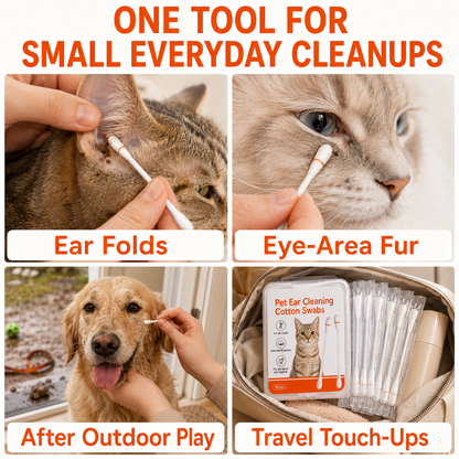 Pet Ear Cleaning Cotton Swabs – Earwax & Odor Remover for Cats & Dogs, Individually Wrapped, Break-to-Release Liquid, Dry/Wet Dual-Use, 100 Pack with Aloe, Witch Hazel & Chamomile Formula #SummerVibes #petlovers