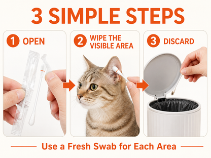 Pet Ear Cleaning Cotton Swabs – Earwax & Odor Remover for Cats & Dogs, Individually Wrapped, Break-to-Release Liquid, Dry/Wet Dual-Use, 100 Pack with Aloe, Witch Hazel & Chamomile Formula #SummerVibes #petlovers
