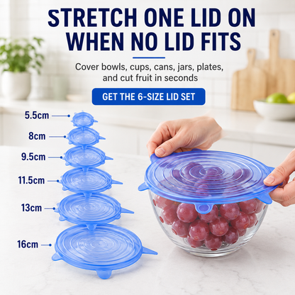 [DealsForYouDays] NiftyCuration Universal Reusable Silicone Lids – 6-Pack Self-Sealing Food Covers for Various Container Sizes