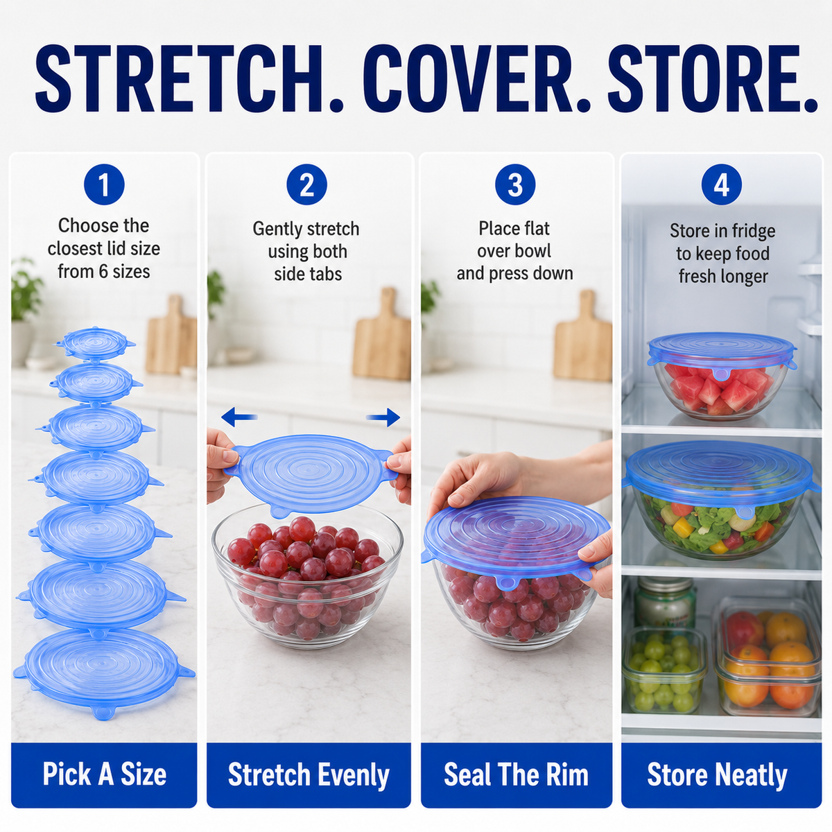 [DealsForYouDays] NiftyCuration Universal Reusable Silicone Lids – 6-Pack Self-Sealing Food Covers for Various Container Sizes