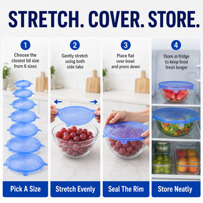 [DealsForYouDays] NiftyCuration Universal Reusable Silicone Lids – 6-Pack Self-Sealing Food Covers for Various Container Sizes