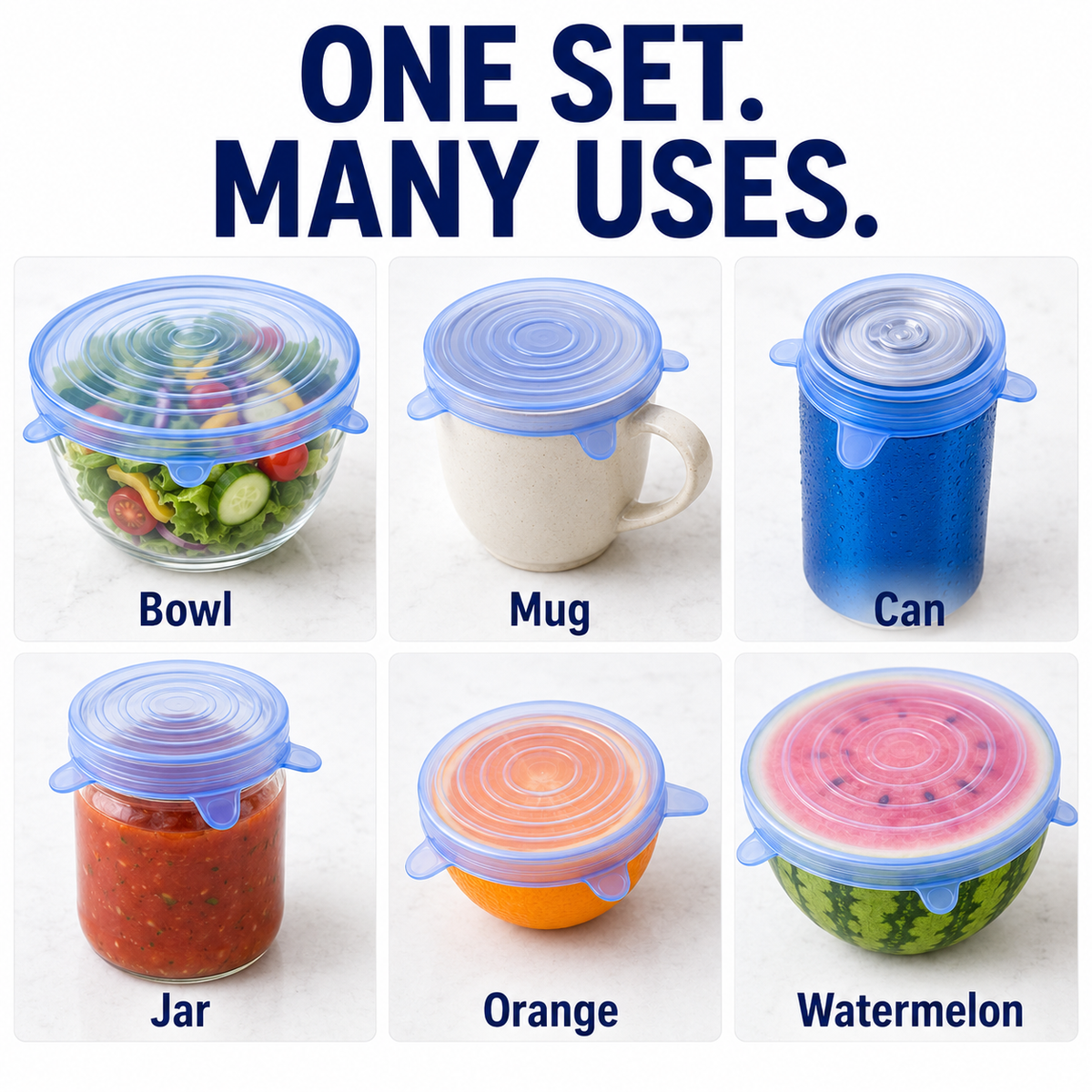 [DealsForYouDays] NiftyCuration Universal Reusable Silicone Lids – 6-Pack Self-Sealing Food Covers for Various Container Sizes