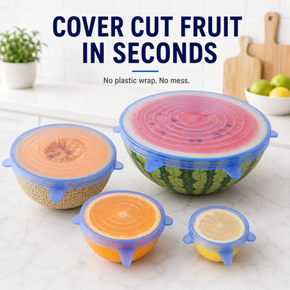 [DealsForYouDays] NiftyCuration Universal Reusable Silicone Lids – 6-Pack Self-Sealing Food Covers for Various Container Sizes