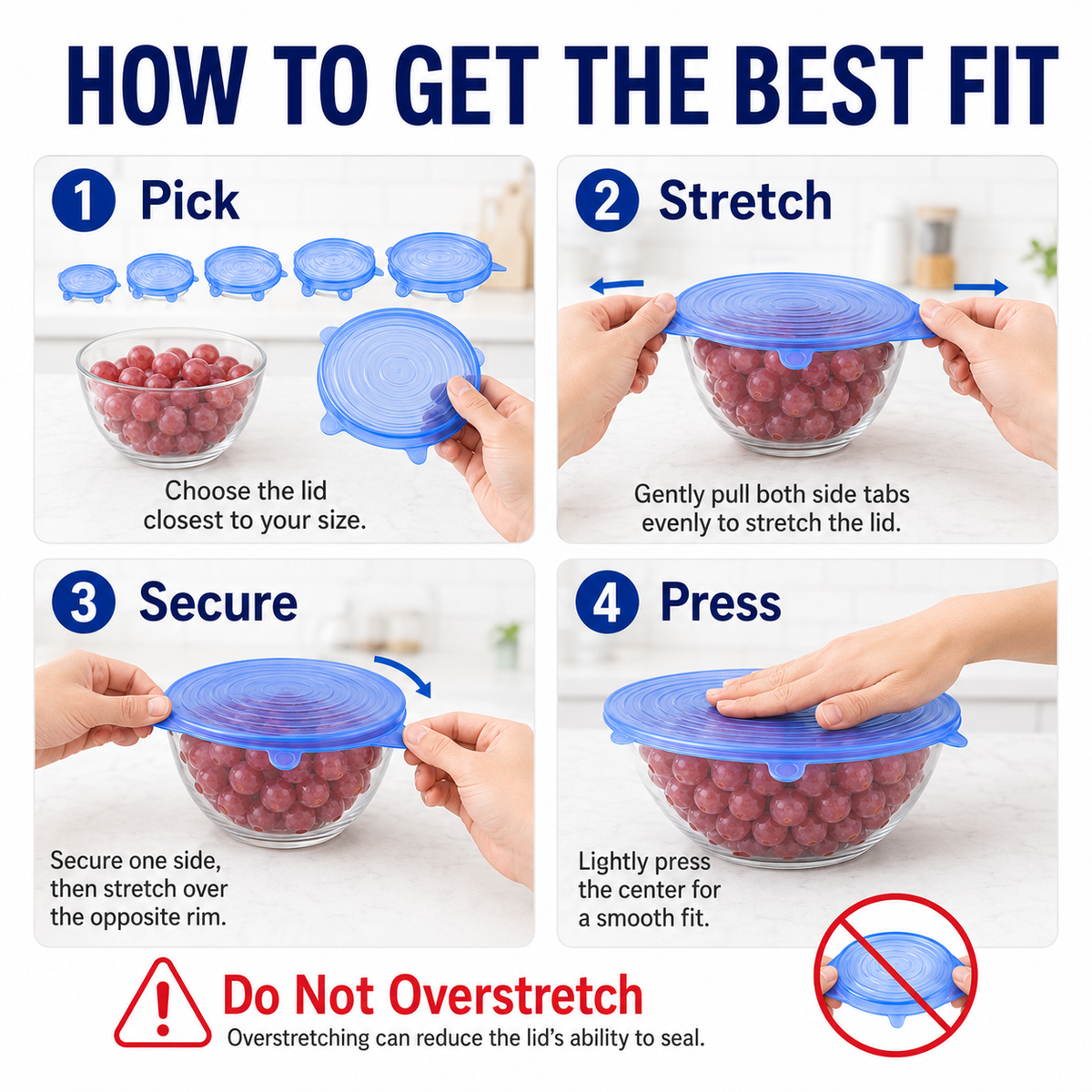[DealsForYouDays] NiftyCuration Universal Reusable Silicone Lids – 6-Pack Self-Sealing Food Covers for Various Container Sizes