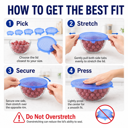 [DealsForYouDays] NiftyCuration Universal Reusable Silicone Lids – 6-Pack Self-Sealing Food Covers for Various Container Sizes
