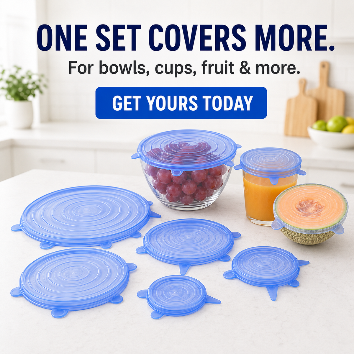 [DealsForYouDays] NiftyCuration Universal Reusable Silicone Lids – 6-Pack Self-Sealing Food Covers for Various Container Sizes