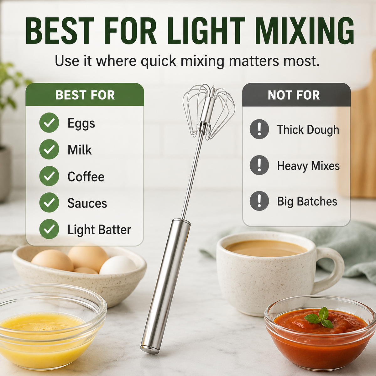 Stainless Steel Hand-Push Rotary Whisk Food-Grade Rust-Resistant Sturdy Riveted Construction Semi-Automatic Design Versatile for Cooking Blending Whisking Beating and Stirring Tasks Easy to Clean