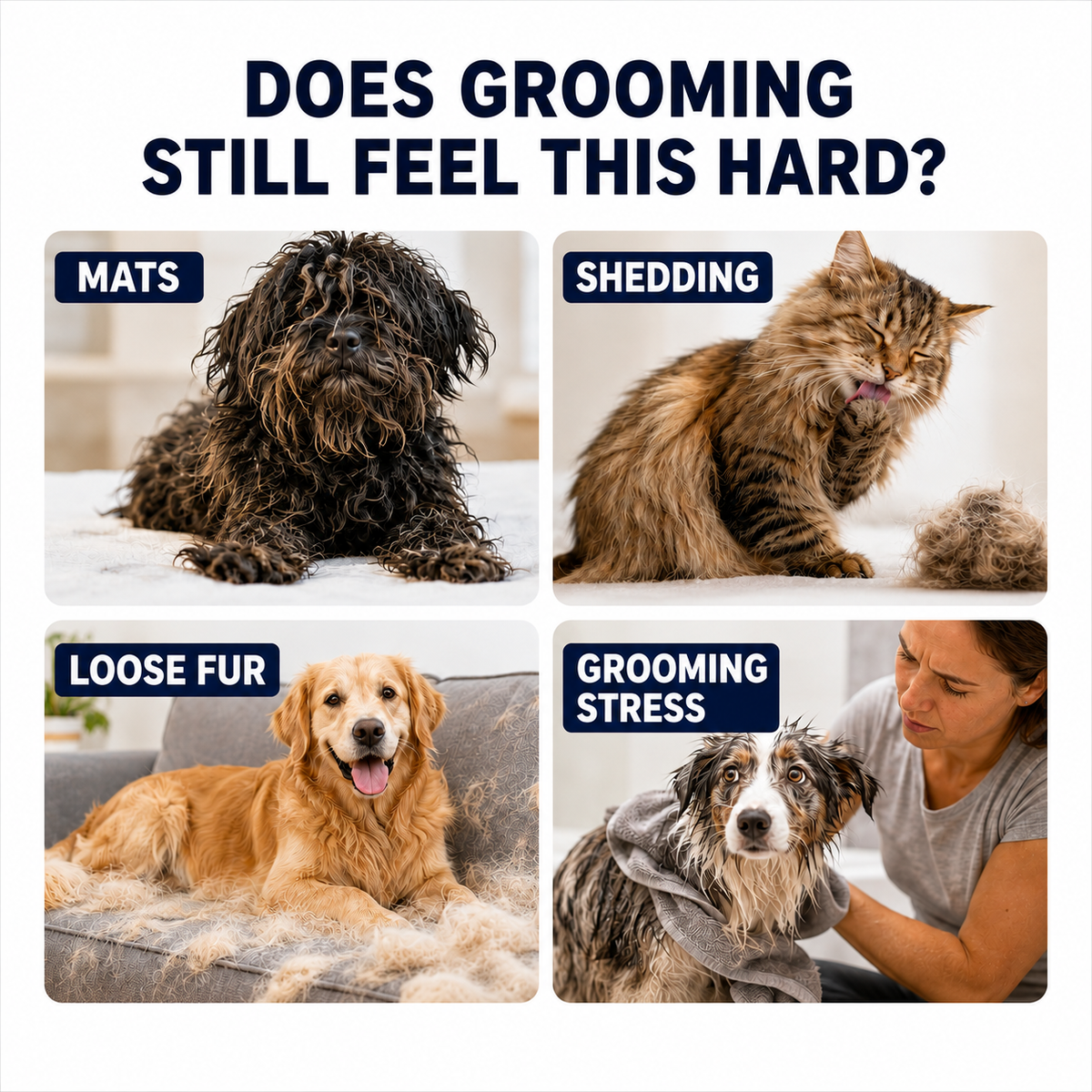 MomoNook Double-Sided Cat & Dog Deshedding Dematting Comb - Undercoat Rake Grooming Tool, Matted Fur Remover for Long-Haired Pets, Pet Grooming Accessories Deshedding Tool