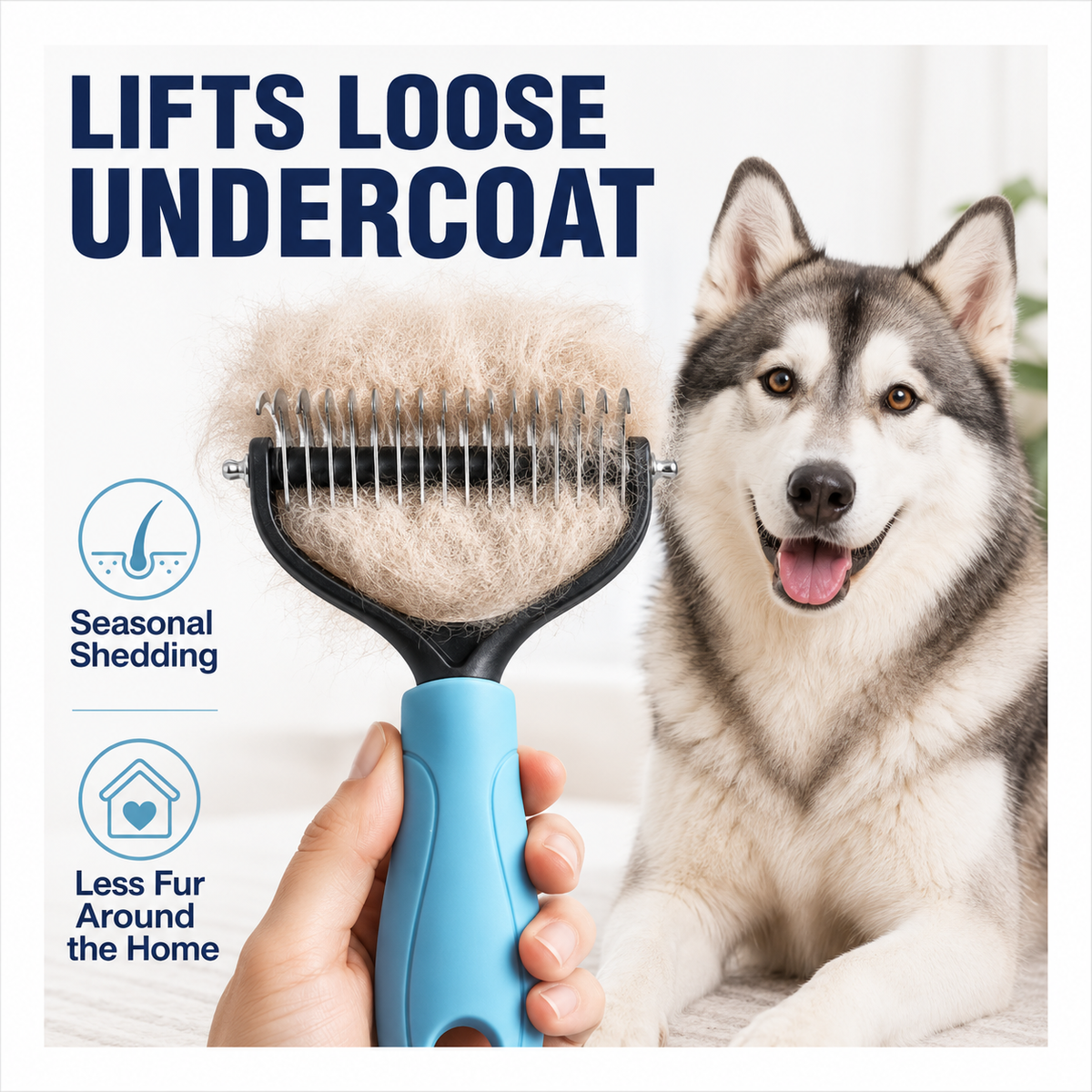 MomoNook Double-Sided Cat & Dog Deshedding Dematting Comb - Undercoat Rake Grooming Tool, Matted Fur Remover for Long-Haired Pets, Pet Grooming Accessories Deshedding Tool