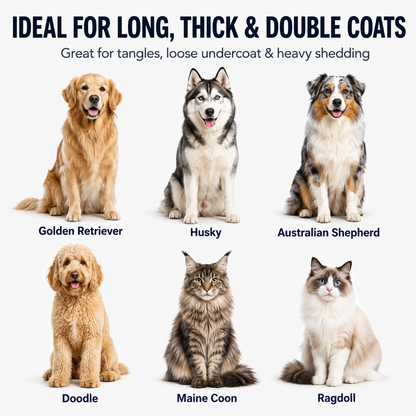 MomoNook Double-Sided Cat & Dog Deshedding Dematting Comb - Undercoat Rake Grooming Tool, Matted Fur Remover for Long-Haired Pets, Pet Grooming Accessories Deshedding Tool