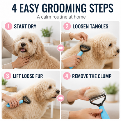 MomoNook Double-Sided Cat & Dog Deshedding Dematting Comb - Undercoat Rake Grooming Tool, Matted Fur Remover for Long-Haired Pets, Pet Grooming Accessories Deshedding Tool