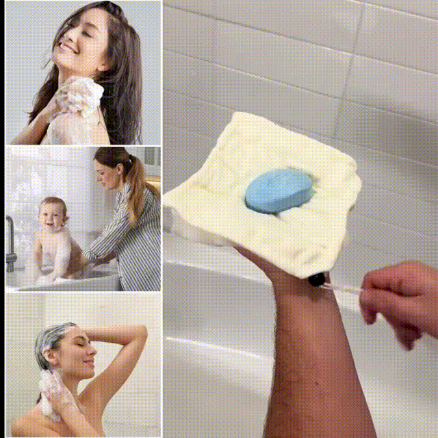 MCOIKY® 2-in-1 Shower Loofah with Built-In Soap Pocket – Soft Exfoliating Bath Pouf Sponge