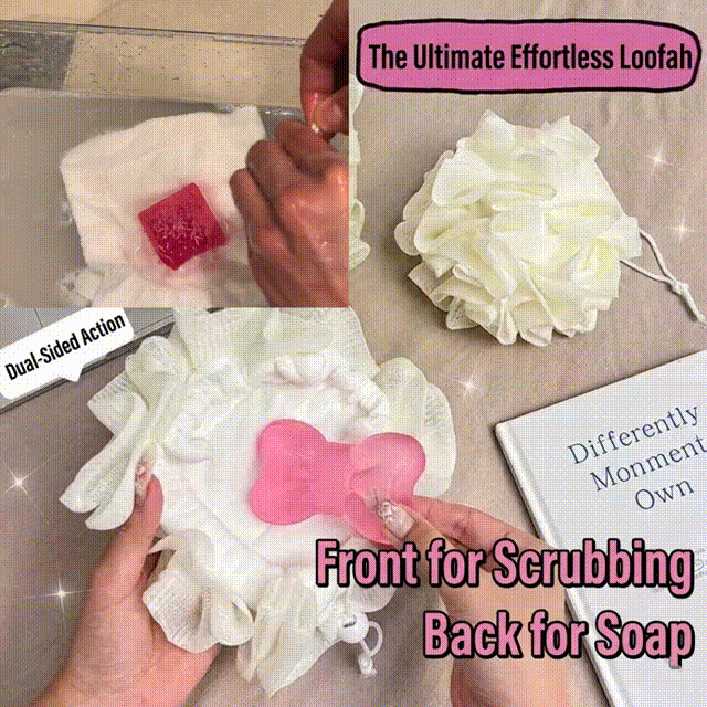 MCOIKY® 2-in-1 Shower Loofah with Built-In Soap Pocket – Soft Exfoliating Bath Pouf Sponge