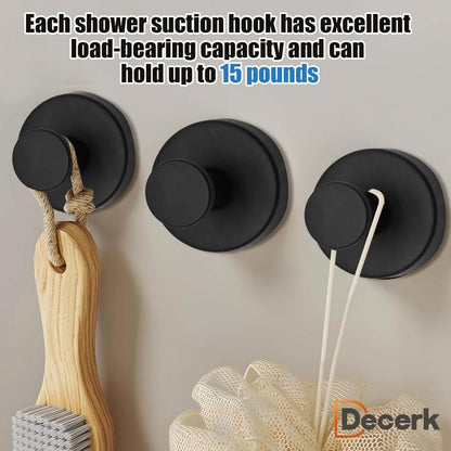 Shower Suction Cup Hooks (2/4/6 PCS) with Replaceable Core, Vacuum Locking No-Drill Removable Self-Adhesive Hooks for Bathroom Glass Tile, Home Organizers Holds Towels, House Accessories for Apartment Stuff & Bathroom Decor Ideas