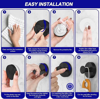 Shower Suction Cup Hooks (2/4/6 PCS) with Replaceable Core, Vacuum Locking No-Drill Removable Self-Adhesive Hooks for Bathroom Glass Tile, Home Organizers Holds Towels, House Accessories for Apartment Stuff & Bathroom Decor Ideas