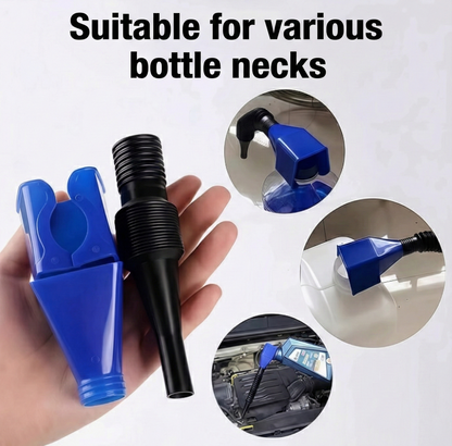 MCOIKY® Flexible Hands-Free No-Spill Liquid Funnel with Clip Lock