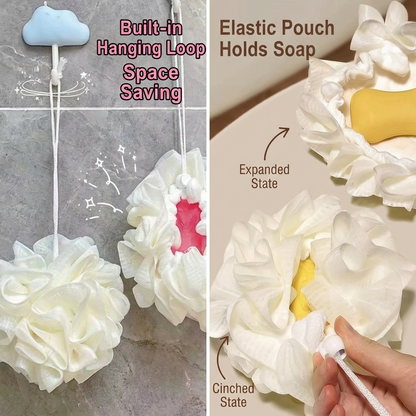 MCOIKY® 2-in-1 Shower Loofah with Built-In Soap Pocket – Soft Exfoliating Bath Pouf Sponge