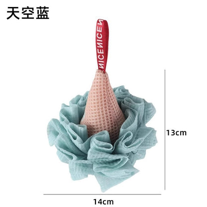 MCOIKY®Large Ice Cream Shower Loofah – Soft Exfoliating Bath Pouf Mesh Sponge for Gentle Foam & Full Body Scrub