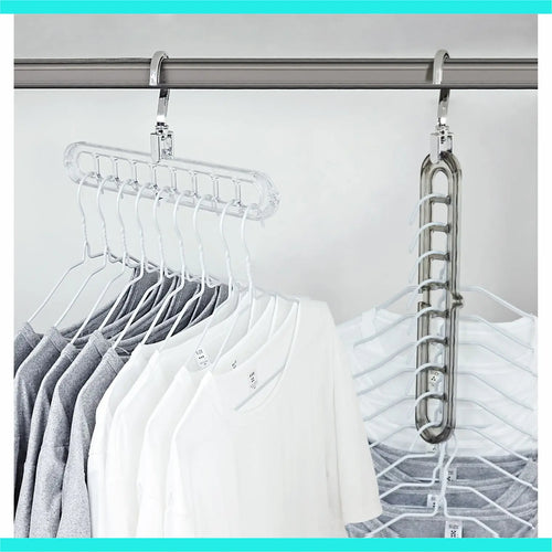 Heavy-Duty Foldable Plastic Pants Hangers with 9 Holes - Adjustable Foldable Hooks, Anti-Slip, Compact House Organizers for Jumpers, Closet - Home Storage Supplies, Balcony, Bathroom