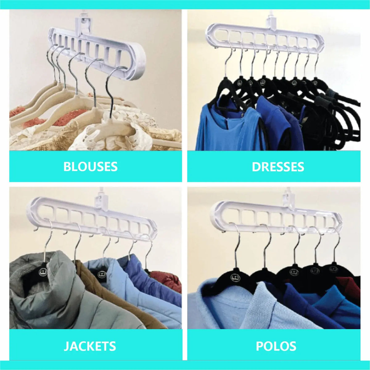 Heavy-Duty Foldable Plastic Pants Hangers with 9 Holes - Adjustable Foldable Hooks, Anti-Slip, Compact House Organizers for Jumpers, Closet - Home Storage Supplies, Balcony, Bathroom