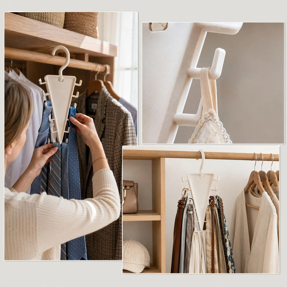 V Shaped Double-Sided Closet Organizer Hanger, 360° Rotatable Space Saving Clothes Hanger Organizer, Multi-Layer Vertical Storage Rack with 12 Hooks for Shirts, Jackets, Pants