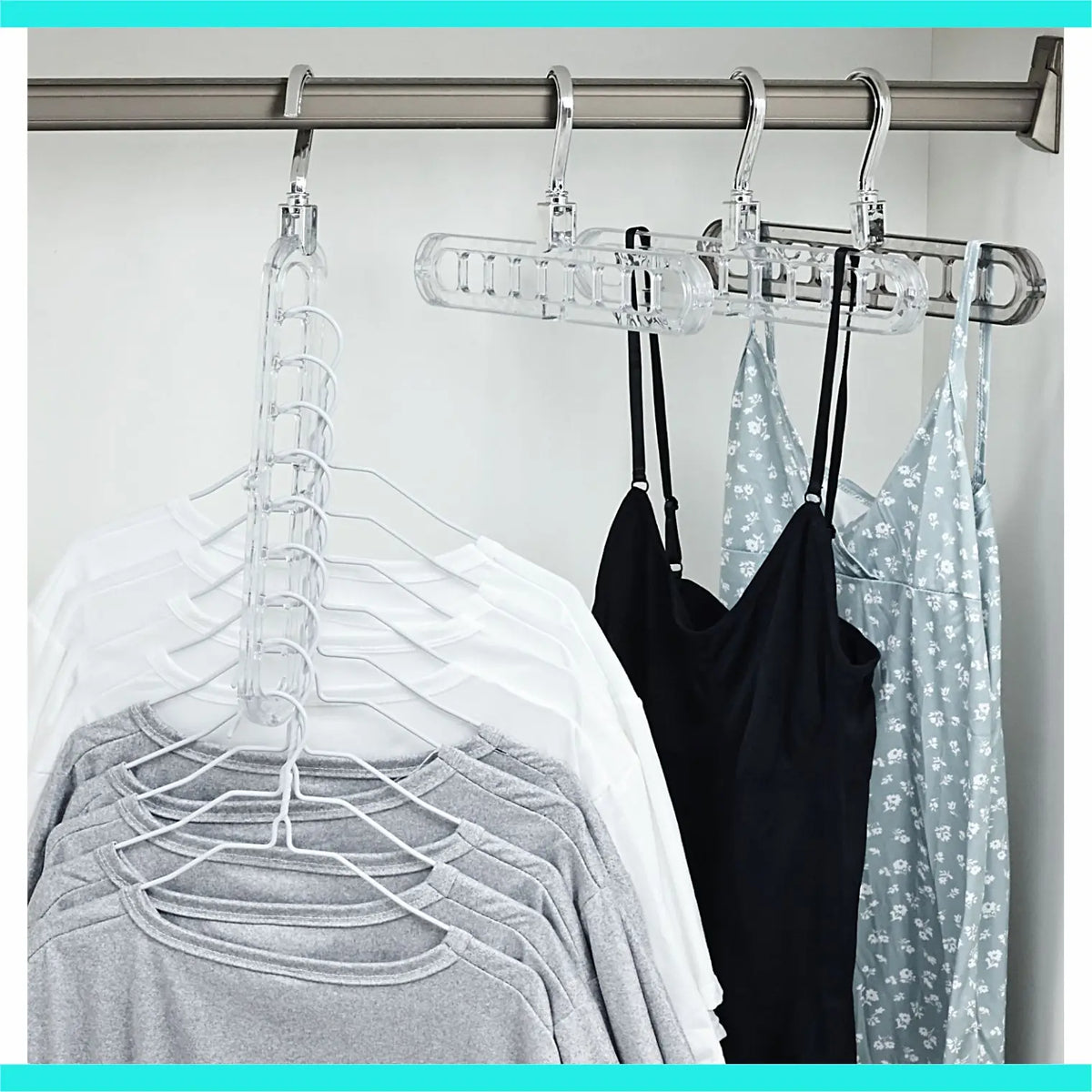 Heavy-Duty Foldable Plastic Pants Hangers with 9 Holes - Adjustable Foldable Hooks, Anti-Slip, Compact House Organizers for Jumpers, Closet - Home Storage Supplies, Balcony, Bathroom