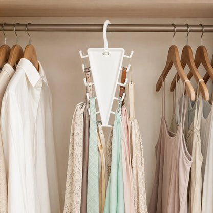 V Shaped Double-Sided Closet Organizer Hanger, 360° Rotatable Space Saving Clothes Hanger Organizer, Multi-Layer Vertical Storage Rack with 12 Hooks for Shirts, Jackets, Pants