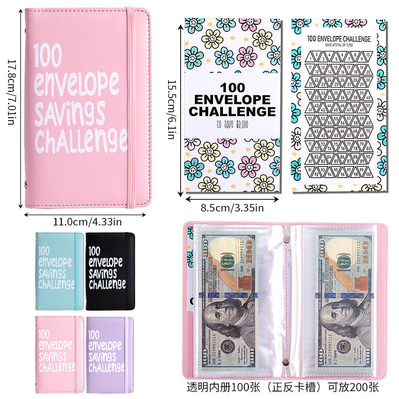 100 Envelopes Money Saving Challenge - A5 Money Saver Budget Binder Book with Cash Envelopes and Numbers, 100-Days of Easy and Funny Ways to Save $5,050 Cash Envelope Challenge Binder, Pink