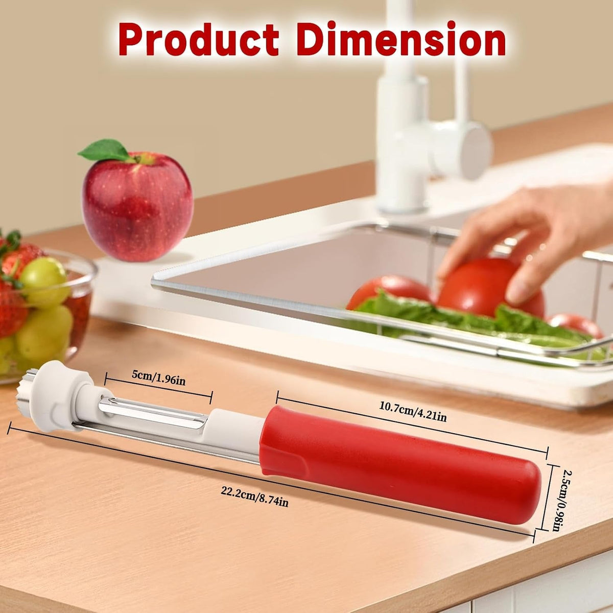 2 in 1 Apple Corer and Peeler Tool, Fruit Vegetable Corer and Peeler Tool Stainless Steel Apple Peeler Apple Corer Remover Tool Multifunction Corer Tool for Vegetable Fruit Kitchen Gadget