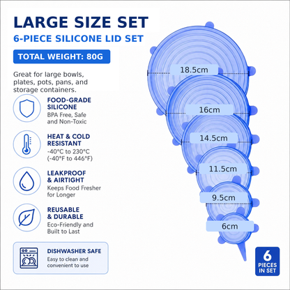 [DealsForYouDays] NiftyCuration Universal Reusable Silicone Lids – 6-Pack Self-Sealing Food Covers for Various Container Sizes