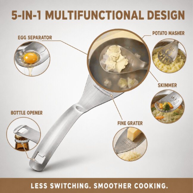 5-in-1 Magnetic Garlic Peeler & Ginger Scraper | Odor-Free Kitchen Tweezers & Root Prep Tool